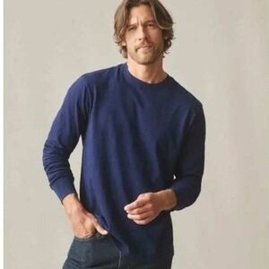 New American Giant Men's Blue Premium Slub Crew Tee Long Sleeve Sz 2XL USA